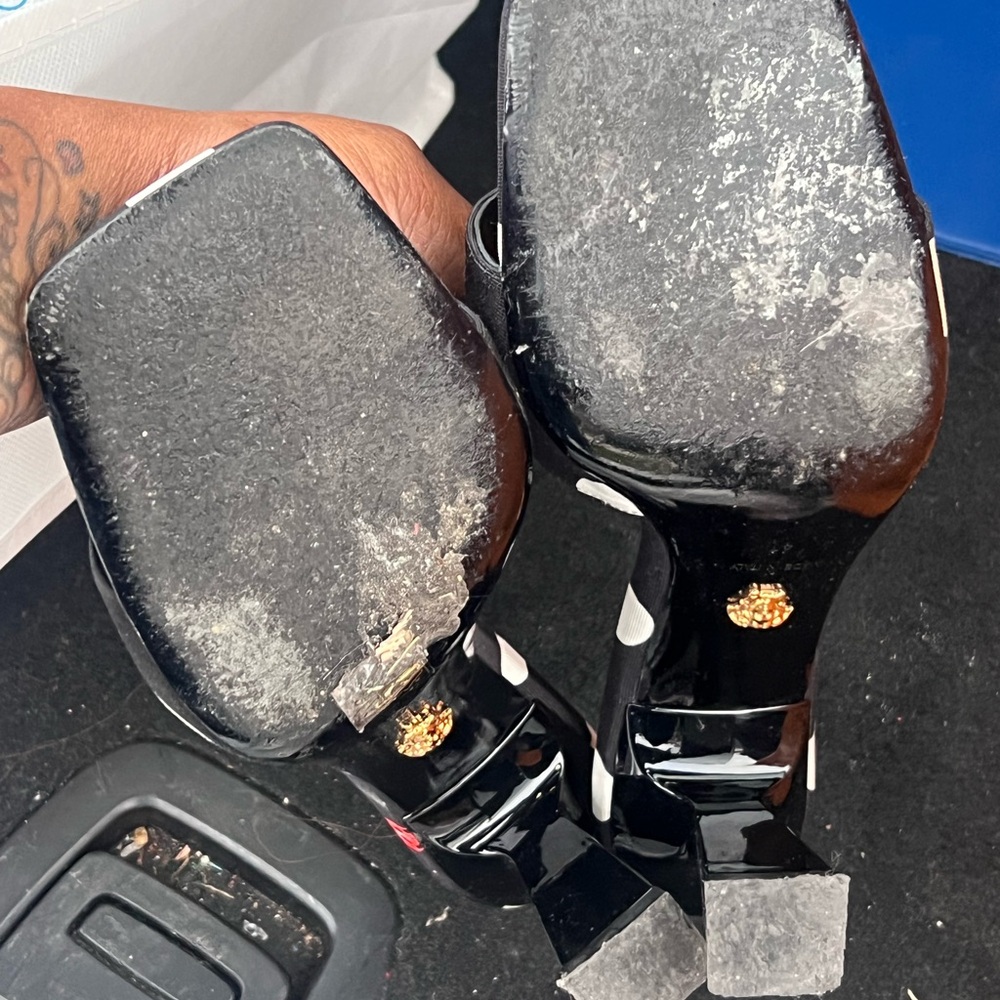 Versace Black Sandals with Gold Accents